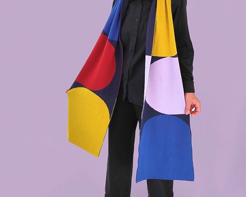 藍色爵士圍巾。純美利奴羊毛圍巾。大圍巾。羊毛中性圍巾