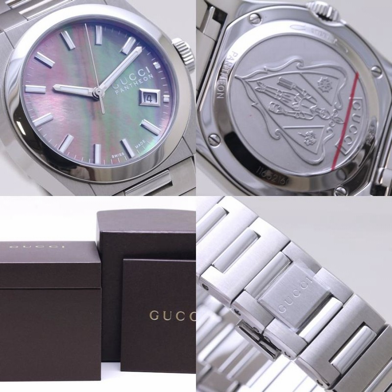 グッチ GUCCI パンテオン YA115401 115.4 ブラックシェル ステンレス 