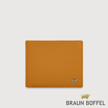 【BRAUN BUFFEL 德國小金牛】台灣總代理 瓦拉頓-A 8卡中翻零錢袋短夾-古金黃/BF568-318-IG