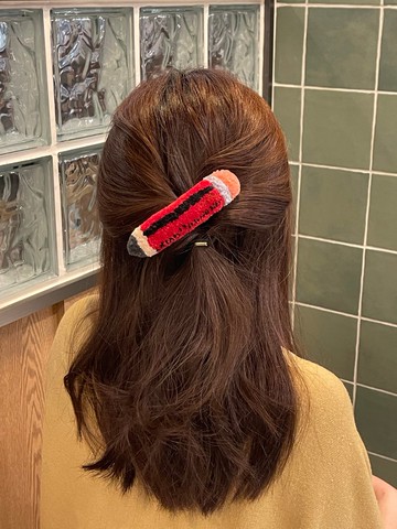 紅鉛筆 法式彈簧夾 文創 頭飾 髮飾 俄羅斯刺繡 戳戳繡 客制化