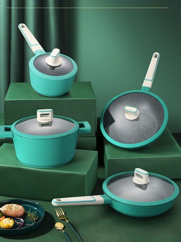 新款家用麥飯石不粘鍋炒鍋不銹鋼復合底奶鍋煲湯鍋牛排煎鍋平底鍋