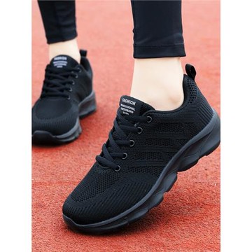 2024春夏女鞋網面透氣運動鞋女健步休閑旅游鞋輕便飛織學生跑步鞋