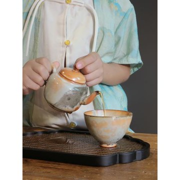 志野燒陶瓷品茗杯功夫茶杯單個一人一杯大號主人杯手工個人專用杯