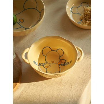 【肆月&Qee】高顏值雙耳大湯碗吃面碗家用陶瓷餐具碗盤單個