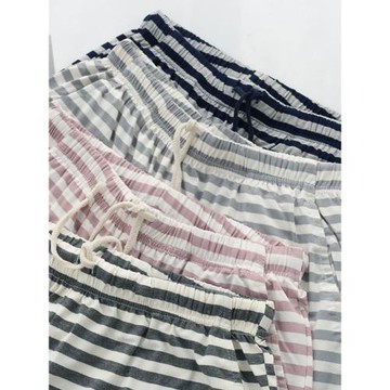 珠家美緒瑜伽睡褲女春秋夏季莫代爾長褲簡約寬松條紋莫代爾家居褲