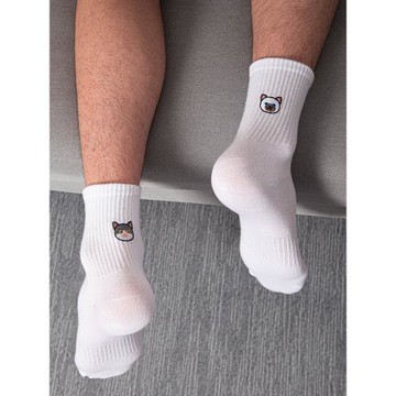 行走信仰中筒襪子男士純棉大學生高街潮ins籃球運動潮白襪子男生