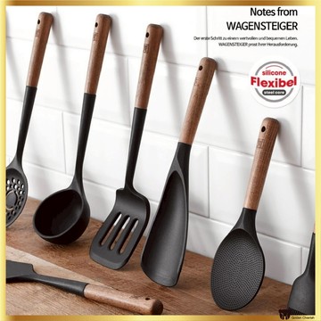 Wagensteiger Flexibel 矽膠炊具黑色帶 Zelkova 木柄