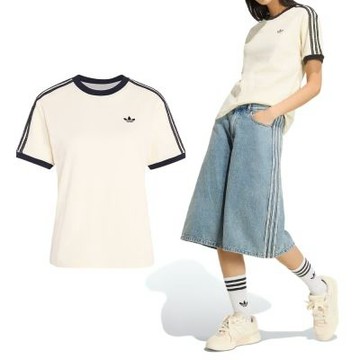 Adidas 3 Stripes Tee 女款 白黑色 三葉草 圓領 修身 T恤 休閒 短袖 KX1881