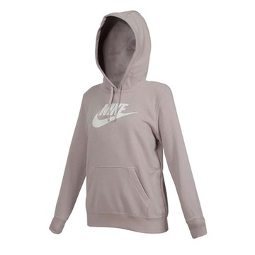NIKE 女長袖連帽T恤-上衣 休閒 慢跑 DQ5776-019 芋紫白