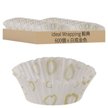 Ideal Wrapping 毅典 巧克力紙杯 1組 30*14mm 巧克力模具 一次性使用  白底金色  600入