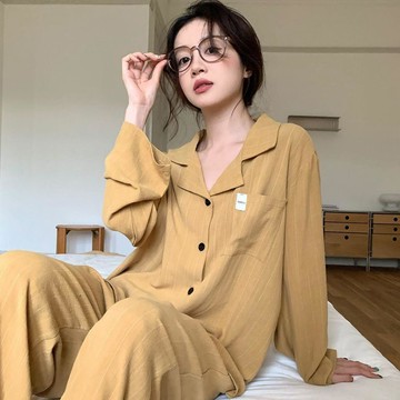 DUYI~夢詩 睡衣女高級感復古秋季甜美長袖套裝舒適寬鬆家居服可外穿