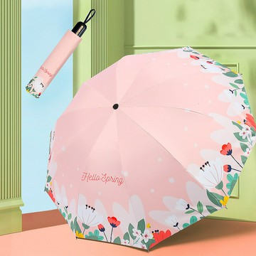 雨傘 折疊傘 防曬傘 十骨加大太陽傘遮陽防曬防紫外線女士晴雨兩用傘小清新折疊黑膠傘
