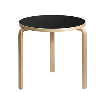 Aalto Table 90B 圓桌（黑色桌面、Ø 75 公分）