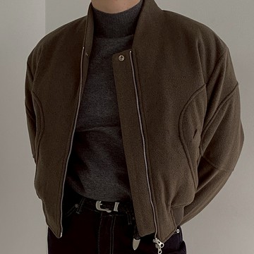 正韓低調奢華無領立體墊肩羊毛短版夾克 2色 YUPPIE 預購商品 0105