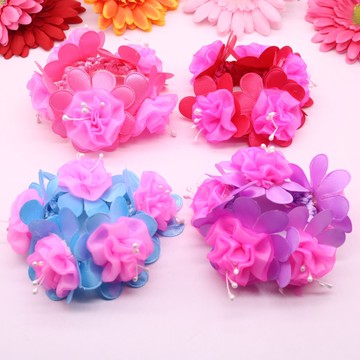 可愛公主小女孩六一舞臺表演頭飾發飾兒童頭花飾品盤頭大花朵扎花