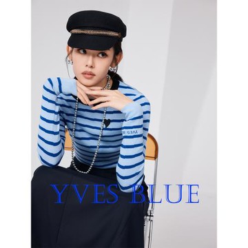 YVES BLUE原創水波紋條紋羊毛衫 【淘寶僅本店正版原版】經典色