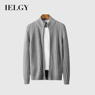 IELGY秋冬針織衫開衫毛衣男士修身商務