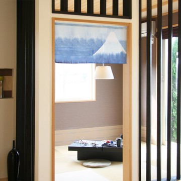 【預訂】日本製 水彩風藍富士山短門簾