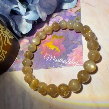 「檸檬挖礦中」老師加持淨化💗 7mm 黑金骨幹太陽石 水晶 手鍊·[DR-89]