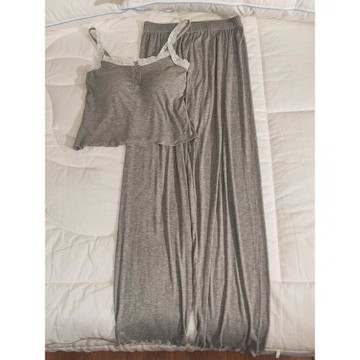 帶胸墊睡衣女夏季吊帶長褲兩件套四季薄款性感純欲風莫代爾家居服