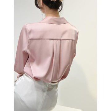 粉色寬松垂感抗皺醋酸緞面襯衫女長袖慵懶風真絲質感疊穿通勤襯衣