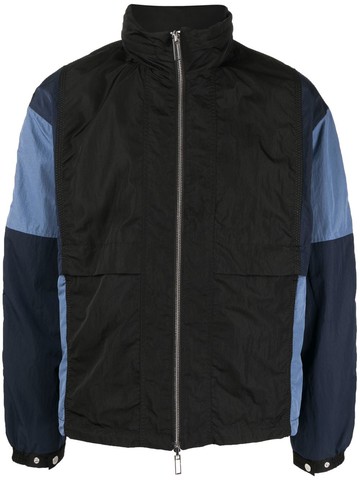 Emporio Armani - colour-block track jacket - men - Polyamide - 52 - Black