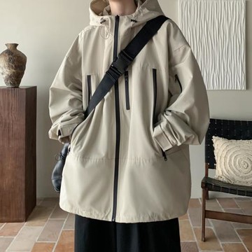 沖鋒衣男款春秋2024年新款寬松休閑連帽外套美式機能風工裝夾克潮