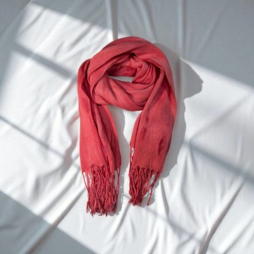 手作紮染彩虹圍巾_熱情紅