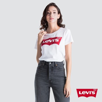 Levis 女款 短袖T恤 / 修身版型 / 經典Logo 白