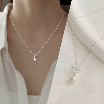 〔快速出貨〕【Gulicc】珍珠漣漪 簡約設計 OT扣鎖骨鍊