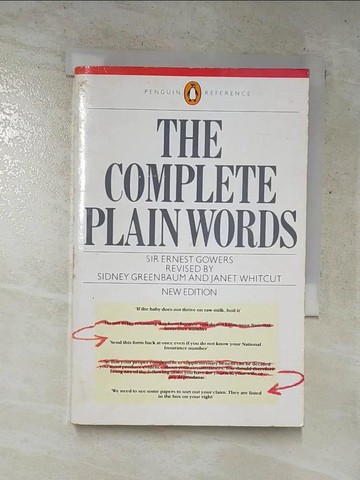 【書寶二手書T7／大學文學_PD7】The Complete Plain Words_Sir Ernest Gowers/Sidney Greenbaum...