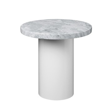 Enoki 蕈菇大理石邊桌（40cm、灰桌白腳）