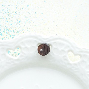 圓形  原木手工耳環 925純銀針托 單個 禮物訂製