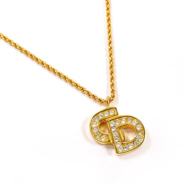 【日本直寄 99 新】Christian Dior 克莉絲汀‧迪奧 項鍊 CD Logo Vintage 金屬/萊茵石 飾品