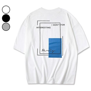 男短T恤 MIT幾何線條方塊簡約落肩五分袖寬鬆短袖上衣 現+預【NW623038】