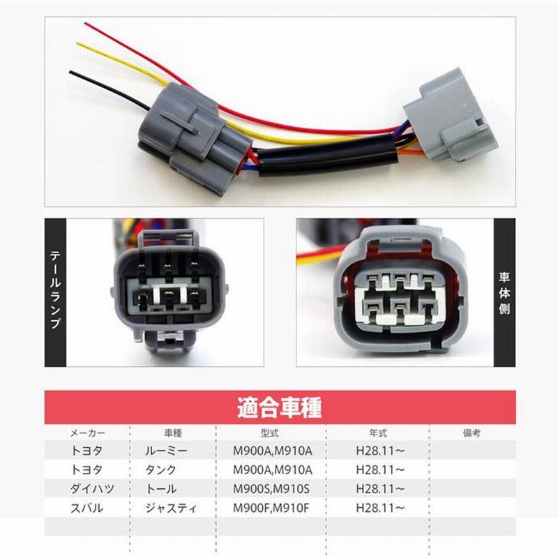 AZ) ルーミー/タンク/トール/ジャスティ(09)電源取り出し用配線/カプラー 簡単 テールランプ LEDリフレクター等 1個 (ネコポス送料無料)  アズーリ | LINEブランドカタログ