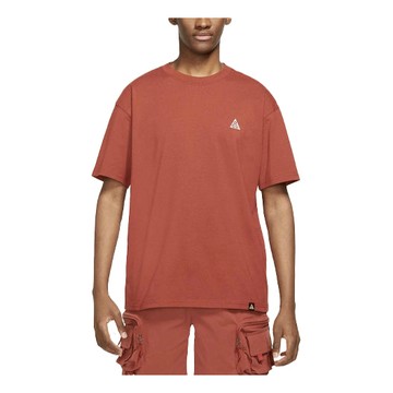 Men's Nike ACG Sports Solid Color Round Neck Short Sleeve Red Brown T-Shirt