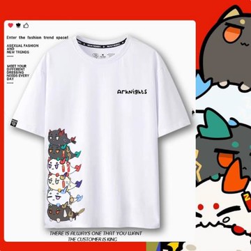 龍泡泡游戲明日方舟周邊短袖T恤男女夏季二次元寬松百搭上衣LN