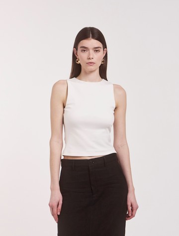Maya Cropped Tank in Chalk White - Organic Cotton Ninety Percent