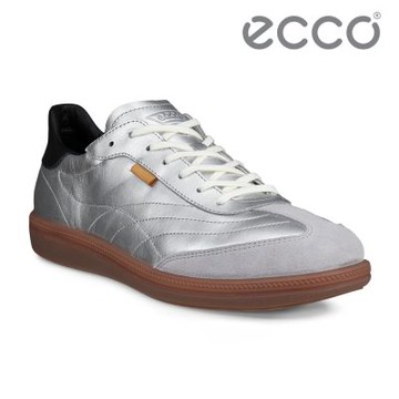 ECCO SOFT 11 W 柔酷經典皮革休閒手球鞋 女鞋 水泥灰/銀色/黑色