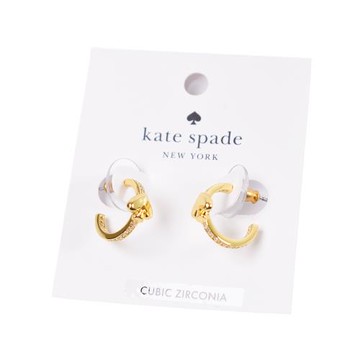 KATE SPADE 桃心排鑽針式耳環-金色