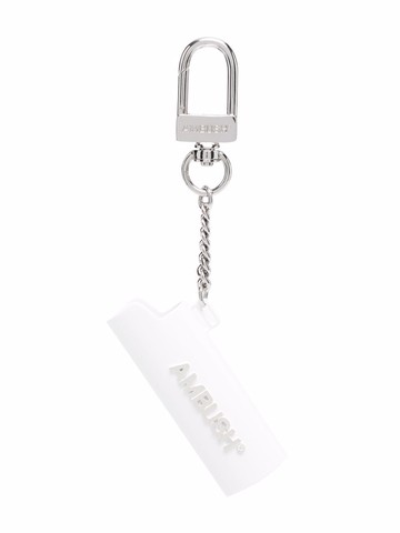 AMBUSH - logo-lettering case keychain - men - stainless steel - One Size - White