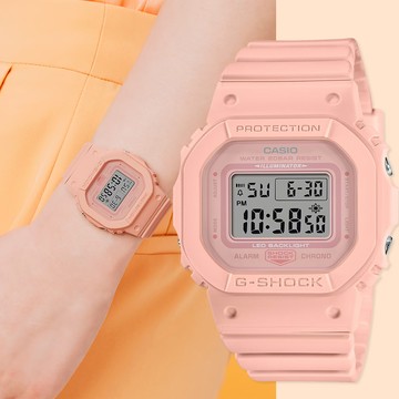 CASIO 卡西歐 G-SHOCK 珊瑚粉橘方形女錶 GMD-S5600BA-4