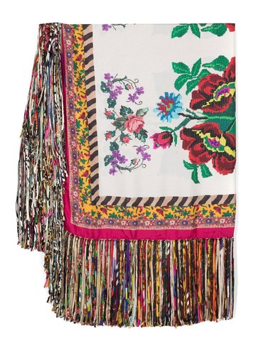 Pierre-Louis Mascia - floral-print fringed silk scarf - women - Silk - One Size - White
