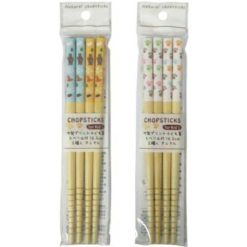 動物印花兒童竹筷(2雙入)(款式隨機出貨)