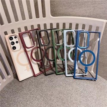 ins簡約透明適用三星S22手機殼無線磁吸充電S22+全包防摔高檔硬外殼硅膠S22Ultra男士商務女款情侶新品保護套