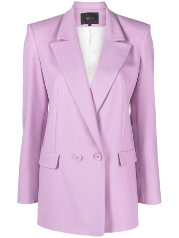 Maje - tailored double-breasted blazer - women - Elastane/Polyester/Viscose/Virgin Wool - 40 - Purple