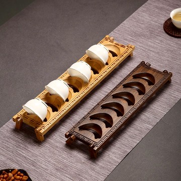 竹制多格茶杯瀝水架重竹晾杯架收納架創意家用功夫茶零配件茶杯托