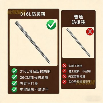 316L加長筷子不鏽鋼撈麪筷 撈米線 炸油條專用 鋼筷子 耐高溫防滑防燙HIKH