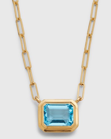 18K Yellow Gold Topaz Pendant Necklace